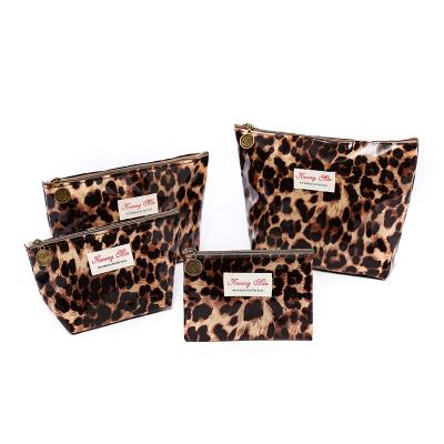 China Fashion Makeup Case PU Leather Travel Toiletry Bag Custom Leather Toiletry Bag Leopard Pattern Zipper Design Waterproof Logo Waterproof Coin Purse for sale