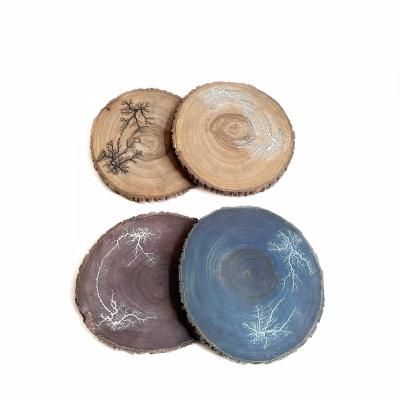 China Wholesale Custom Natural Wooden Round Dish Hookah Shisha Wooden Easy Smoking Wooden Baseplate for sale