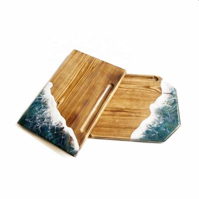 China Customized Square Round Resin Easy Smoking Wooden Cutting Board For Hookah Accessories Hookah Glass Vase Bottom Resin for sale