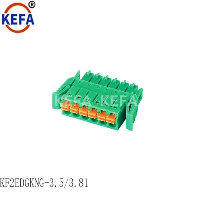 China KEFA screwless push wire connector 3.5mm 3.81mm pitch female terminal block male with lock KF2EDGKNG-3.5 KF2EDGKNG-3.5/3.81 for sale