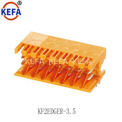 China Electric Orange Color KF2EDGER-3.5 KF2EDGER-3.5 Terminal Lug Connector 3.5mm Terminal Male Right Angle Male Pin Plug for sale