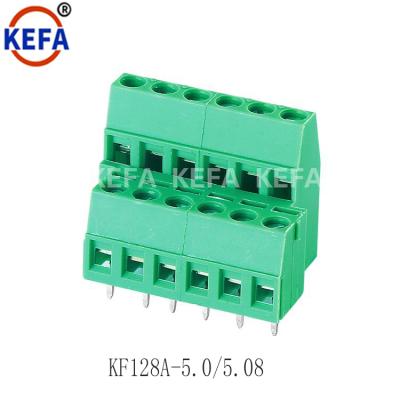 China PCB Connector Screw Terminal Block Brass Two Tier 5.0mm Cage Flange Lifting Terminal Block KF128A-5.0/5.08 for sale