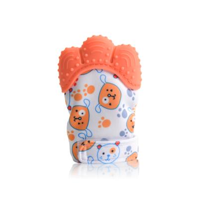 China OEM 2022 Colorful Amazon Sale Baby Toy Soft Newborn Mitten Soft BPA Free Chewable Logo Baby Silicone Mitten Glove for sale