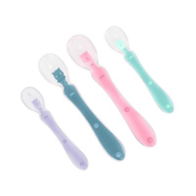 China Wholesale Bpa Free Newborn Soft Training Baby Tool Silicone Baby Feeding Spoon for Infants Kids Toddlers Children for sale