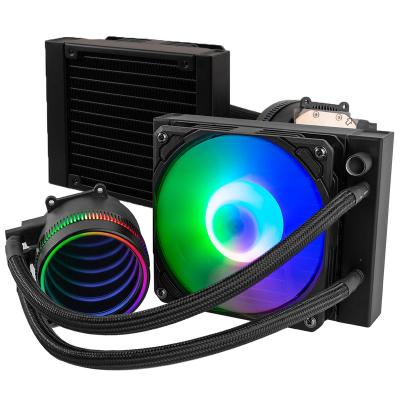 China Wholesale Black Infinite ARGB Radiator CPU Pump 120mm Mirror RGB Liquid PC Water Cooler CPU Cooler For PC Case for sale