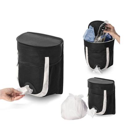 China Car Inside Garbage Bag Car Back Seat Organizer Custom Black Hanging Garbage Bag for sale