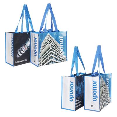 China Eco-Friendly Recycled Reusable Tote Shopping Bag RPET With Button Matte Print RPET Custom Bag Double Handle Market Bag RPET for sale