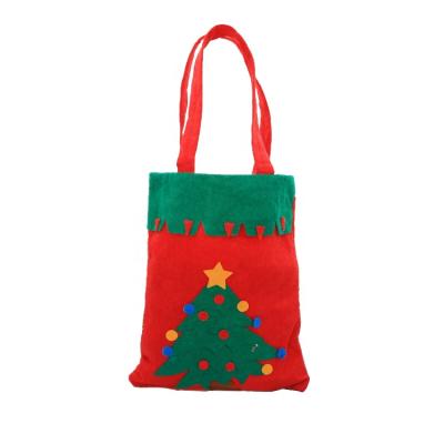 China Eco-Friendly Christmas Bags Small For Candy Velvet Xmas Decoration Kids Felt Red Non Woven Christmas Gift Tote Bags for sale