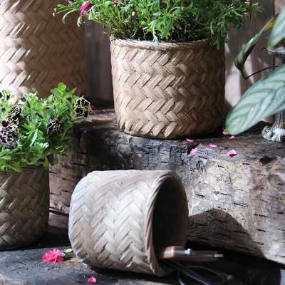 China Cheap Succulent Garden Cement Plant Flower Pot Mold Basket Shape Flower Pots Home Style Minimalist Rustic Patio Decor for sale