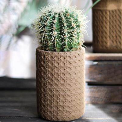 China Cheap Modern Minimalist Succulent Planter Pot Handmade Balcony Patio Cylinder Cement Cactus Flower Pots for sale