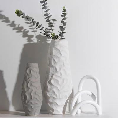 China Contemporary Nordic modern ins decorative accessories home decoration embossed ceramic flower vases ceramic crafts vase for sale