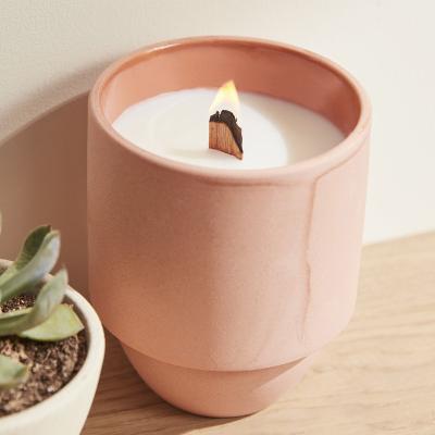 China Wedding home cheap table top decoration decorative candle holder matte frosted ceramic candle jars for making candles for sale