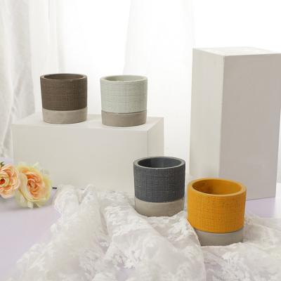 China Bulk Design Wholesale Home Cylinder Fancy Decoration Cheap Home Decoration Cement Candle Empty Unique Jars for sale