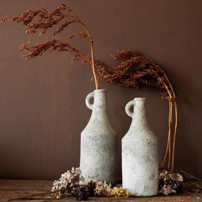 China Nordic minimalist antique wedding flower vase cement ornament art style table decorative ceramic vase for hotel home decor for sale