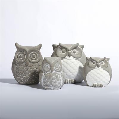 China Creative Modern Concrete Home Garden Dceroation Decoration Pieces Owl Statue For Living Room for sale