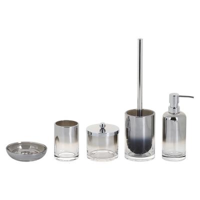 China Sustainable Plating Glass Luxury Bath Accessories Set Ombre Nickle With Bathroom Toothbrush Holder for sale