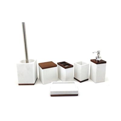 China Square Vertical Stripe Bathroom Accessories White sand with wood parts for sale