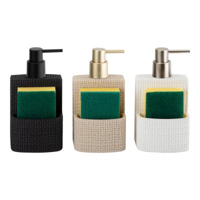 China 2N1 Polyresin Kitchen Soap Dispenser Multi-Function With Cloth Pattern for sale