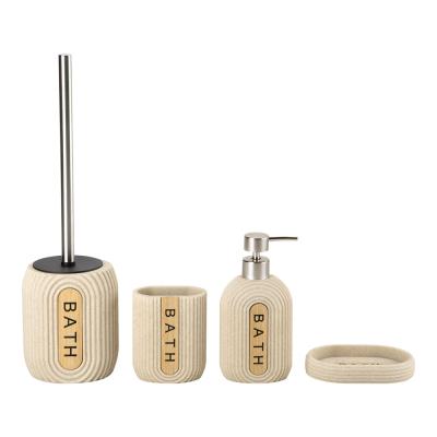 China Sand Stone Bathroom Accessories Sets Oval Shape With Wood Letter Printed for sale