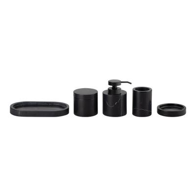 China Nature Black With Nero Margiua Marble Bathroom Set Round Marble Hand Soap Dispenser for sale