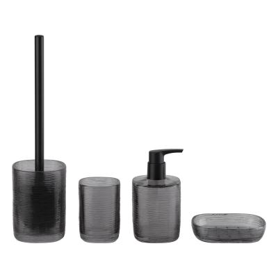 China Smoke Glass Bathroom Accessories Sets Square Shape Crazy Stripe Hand Soap Dispenser Luxury Bath Accessories Set for sale