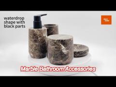 dark emperado marble bathroom accessories sets waterdrop shape use in bathroom