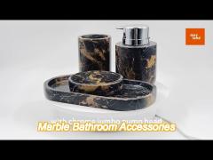 athens gold flower marble bathroom accessories sets with chrome parts