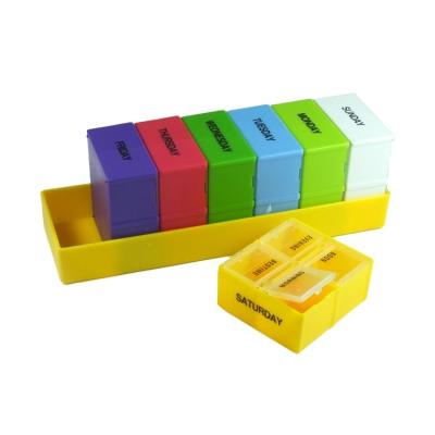 China OEM Stackable Weekly Pill Organizer 7 Day 4 Times Large Daily One Day Pill Cases For Pills/Vitamin/Fish Oil/Supplements for sale