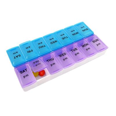 China OEM AM/PM PP Weekly Large Compartment 7 Day Travel Pill Case Pill Organizer for sale