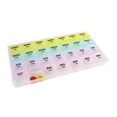 China Pill Container Pill Case 4 Times One Day Plastic Pill Container 7 Day Travel Pill Case Weekly Pill Box for sale