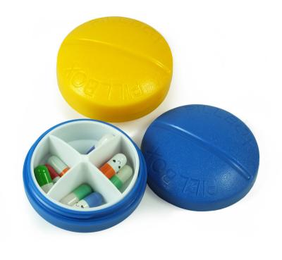 China Pill Capsule 4 Part Drawer Promotional Gift Shaped Travel Pill Case Pill Box for sale