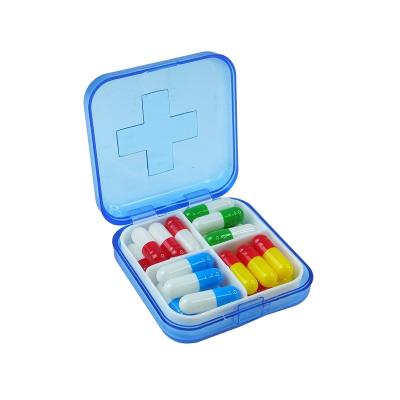 China Store Pills Wholesale Mini 4 Compartments Pill Box Cute Plastic Portable Travel Daily Pill Organizer for sale