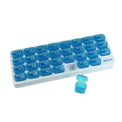 China Eco-friendly Weekly Pill Organizer Wholesale Keyboard Shaped 31 Days Monthly Pill Box Pill Container With Tray for sale