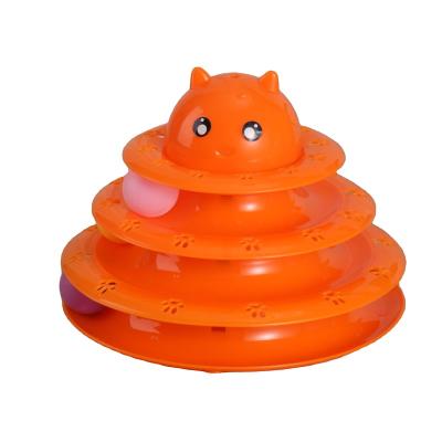 China Stocked Plastic Cat Turntable Three-Layer Ball Tracking Ball Pet Lifting Toys Factory Direct Sales Cat Toys for sale