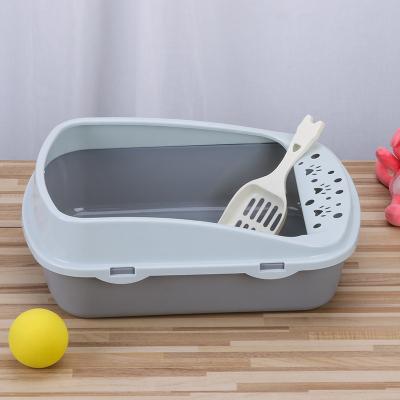 China Wholesale Plastic Stocked Cat Trash Can Cat Tray Scoop Clean Pet Toilet Cat Sand Box for sale