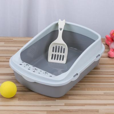 China Sustainable Hot Selling Customizable Big Square Catta Cat Litter Box Free Cat Semi Hidden Litter Spoon for sale