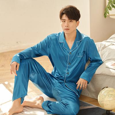 China Dropshipping QUICK DRY man home wear fashion sleepwear satin silk long sleeve men sleep wear pajamas set for sale