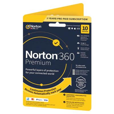 China 24/7 Genuine Norton 360 Premium License Key Online Antivirus Security Original Windows 10 Software Windows 10 (PC 10 3 Years Account+Key) for sale