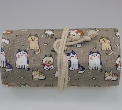 China Schools & Offices Wholesale High Quality Leather Roll Up Pencil Case Pouch For School for sale