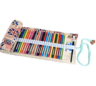 China Fashional Customized Canvas Or Canvas Roll Up Pencil Bag For Pencil for sale