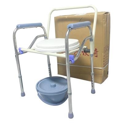 China People With Difficulty In Walking Household Thickening Elder Toilet Bucket Disassembly Chair Foldable Toilet Chair With Armrest And Backrest for sale