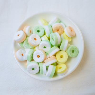 China Natural Halal Mint Circle Shaped Ruler Shaped Puff Press Candy Funny Gummy Gummy Fruity Coated Sugar Circle Candy Flavor for sale