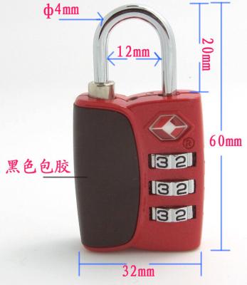 China luggge zinc alloy TSA 3-digit lock for sale