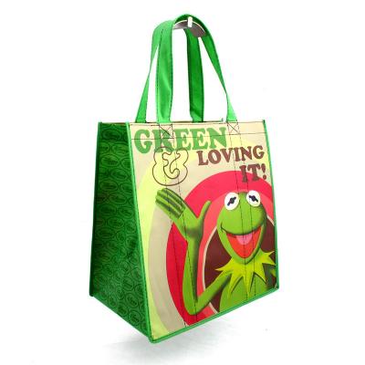 China Recycled Bottle 30x40x15cm 110gsm Woven RPET Bag for sale