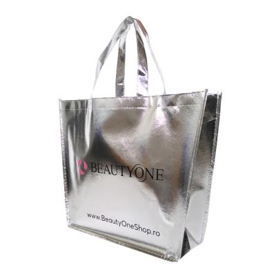 China 45x35x12cm Laminated Shopping 50cm RPET Eco Non Woven Bag for sale