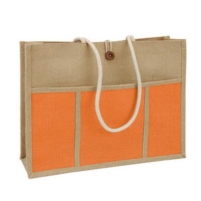 China OEM Tote Women Beach 45x15x33cm Jute Shopping Bag for sale