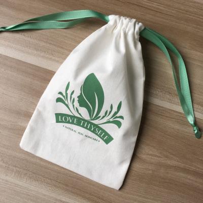 China Custom Bottle Pouch Organic Soft-loop Chiffon Calico Canvas String Bag Skin Care Cotton Drawstring Swimsuit Bags for sale