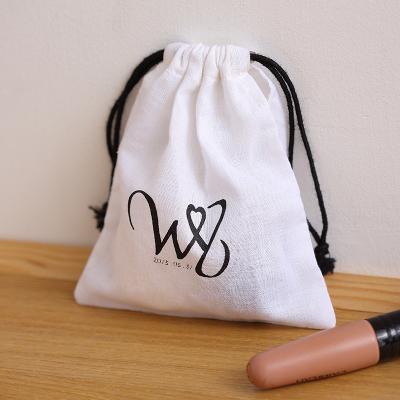 China Custom Canvas Jewelry Gift Bag Canvas Jewelry Gift Rope Handle Printing Pouches Makeup Storage Bag Cotton Packaging Drawstring Bag for sale