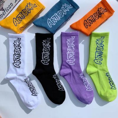 China New antibacterial letter sports hip hop street sock OEM SOCKS to design your own calcetines socks for sale