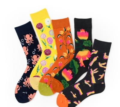 China 2020 antibacterial autumn and winter four seasons cotton flower animal happy socks for sale